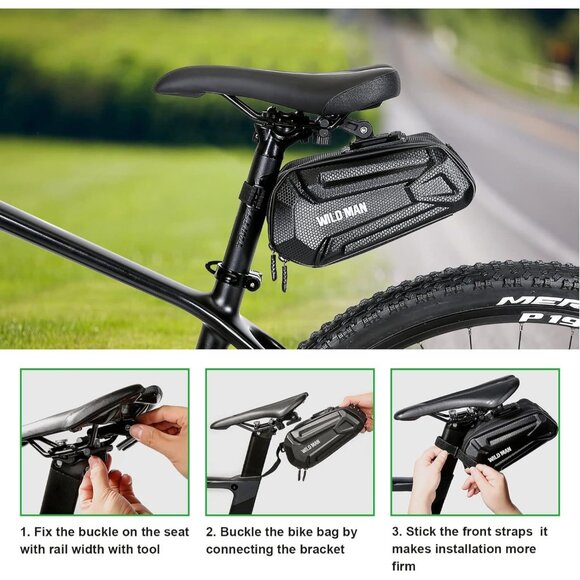 Wild Man Bicycle Bag Hard Shell Waterproof & Shockproof Black No Bracket - Picture 4 of 11
